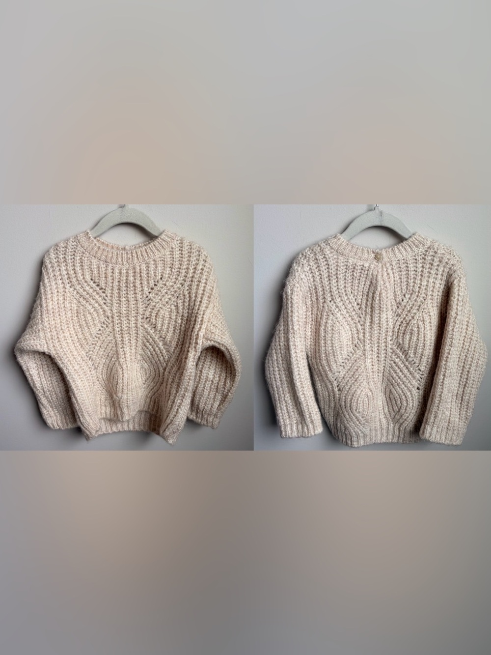 Zara Cozy Chunky Knit Sweater in Light Beige